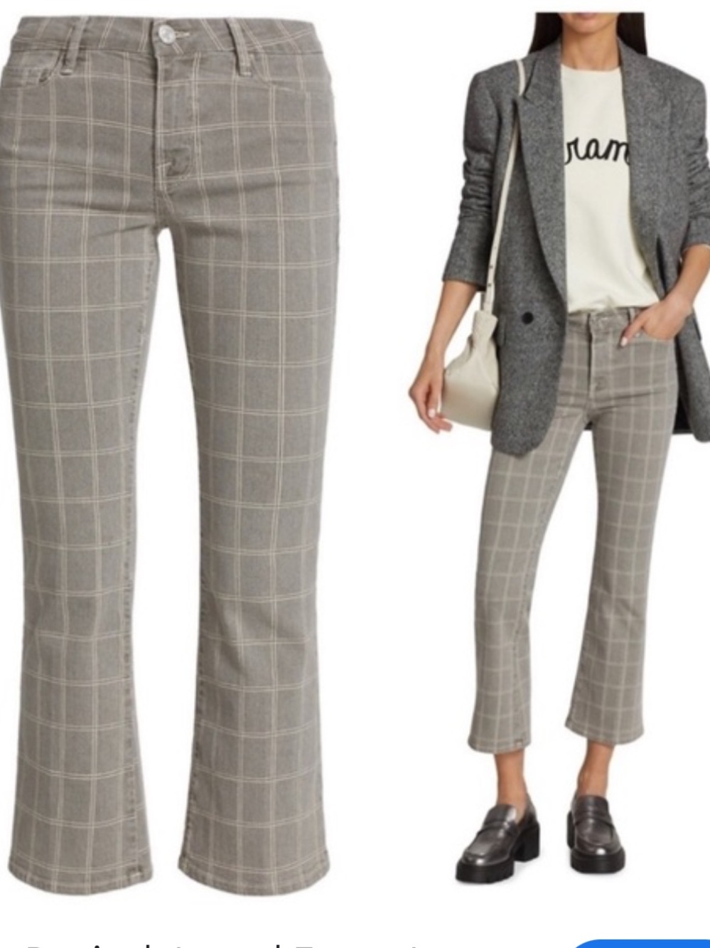 FRAME Le Crop Mini boot window pane plaid gray denim jeans 27
